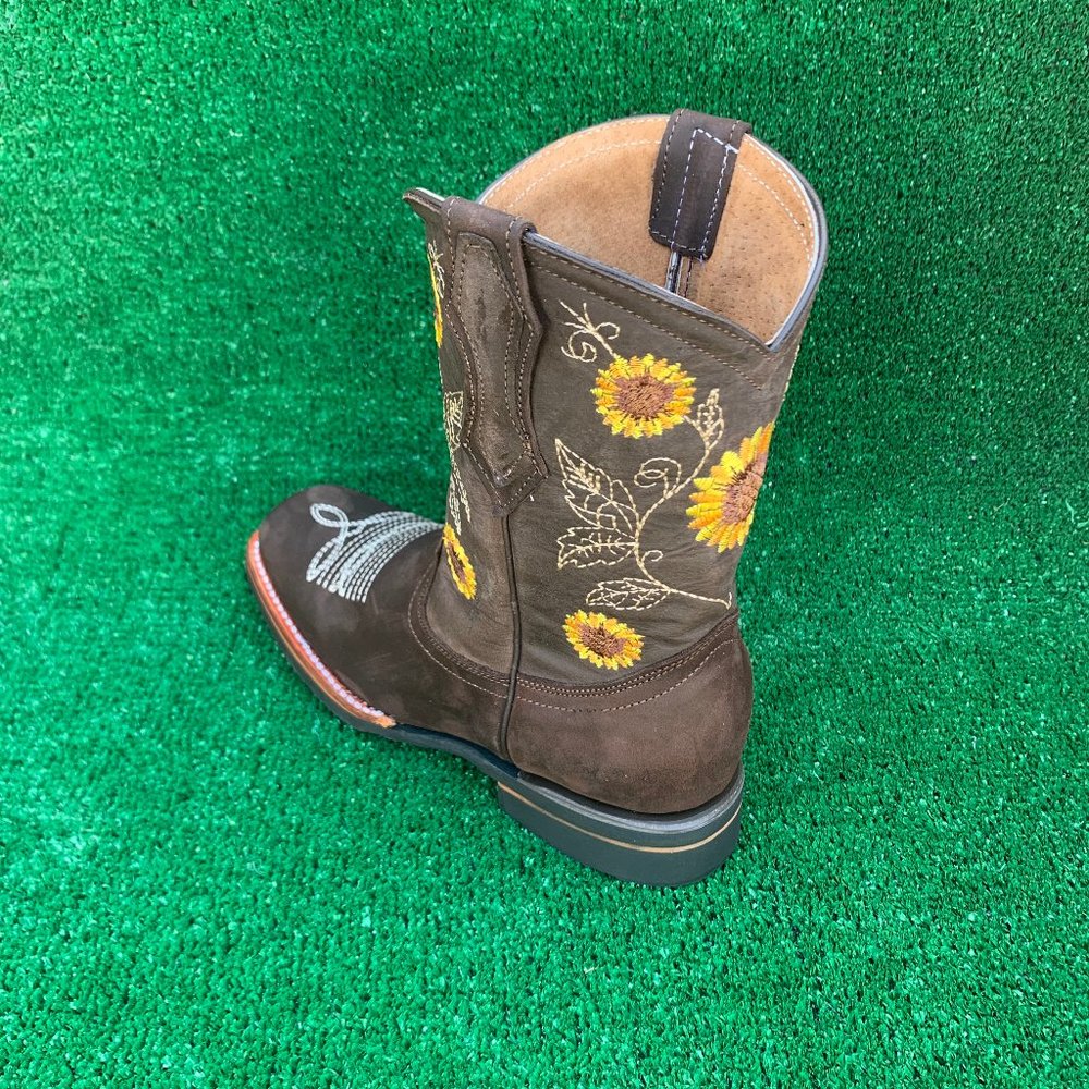 WOMEN'S RODEO COWGIRL BOOTS LEATHER SUNFLOWER 711 - Picture 5 of 6
